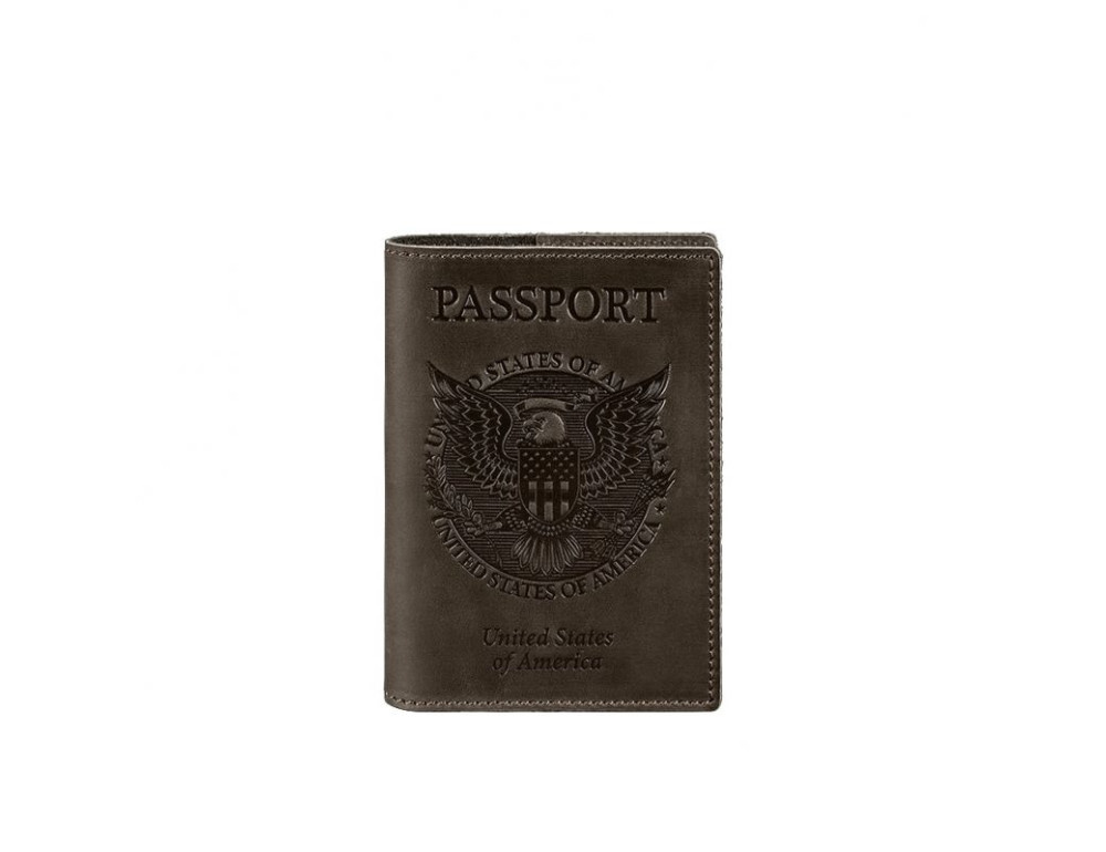 Коричнева обкладинка для паспорта з гербом Blancnote BN-OP-USA-o - Фотографія № 5
