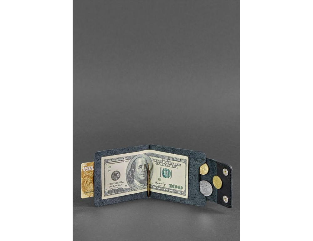 Чоловічий шкіряний портмоне чорний 10.0 затискач для грошей Blancnote BN-PM-10-g - Фотографія № 2