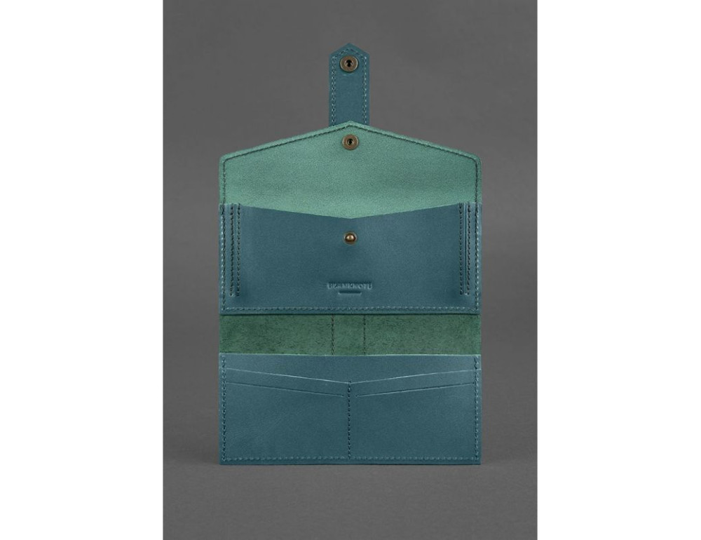 Шкіряне жіноче портмоне 3.0 зелене Краст Blanknote BN-PM-3-malachite - Фотографія № 3