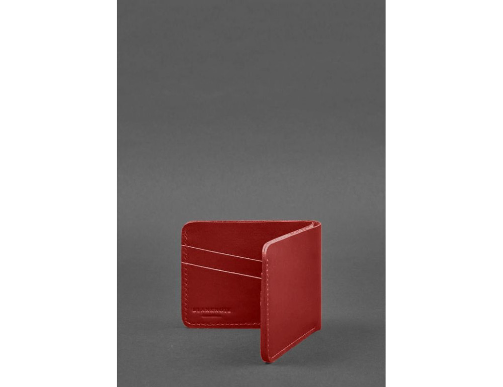 Шкіряне портмоне 4.1 (4 кишені) червоне Blanknote BN-PM-4-1-red - Фотографія № 3