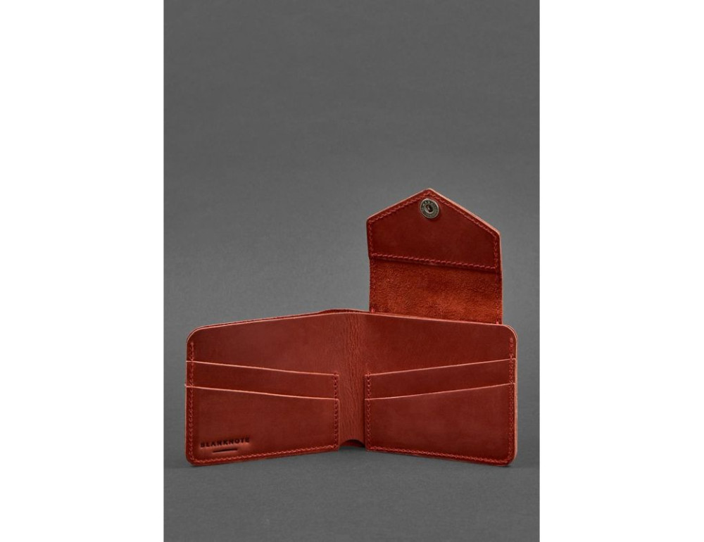 Шкіряне жіноче портмоне на кнопці Crazy Horse Blancnote BN-PM-4-2-coral - Фотографія № 3