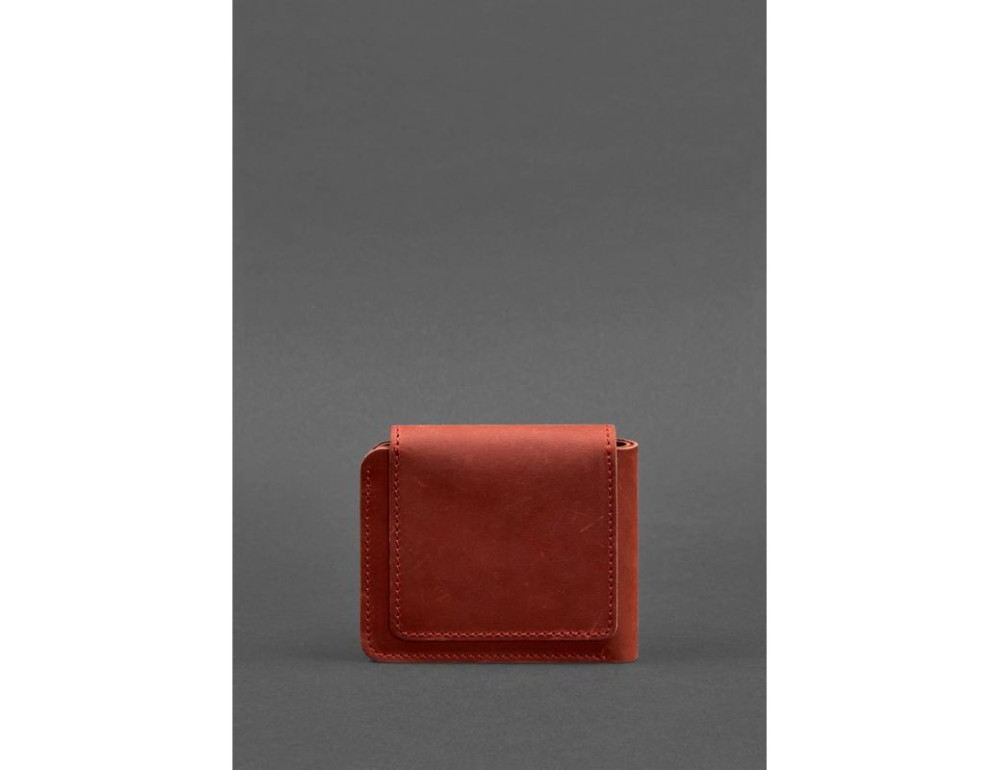 Шкіряне жіноче портмоне на кнопці Crazy Horse Blancnote BN-PM-4-2-coral - Фотографія № 4