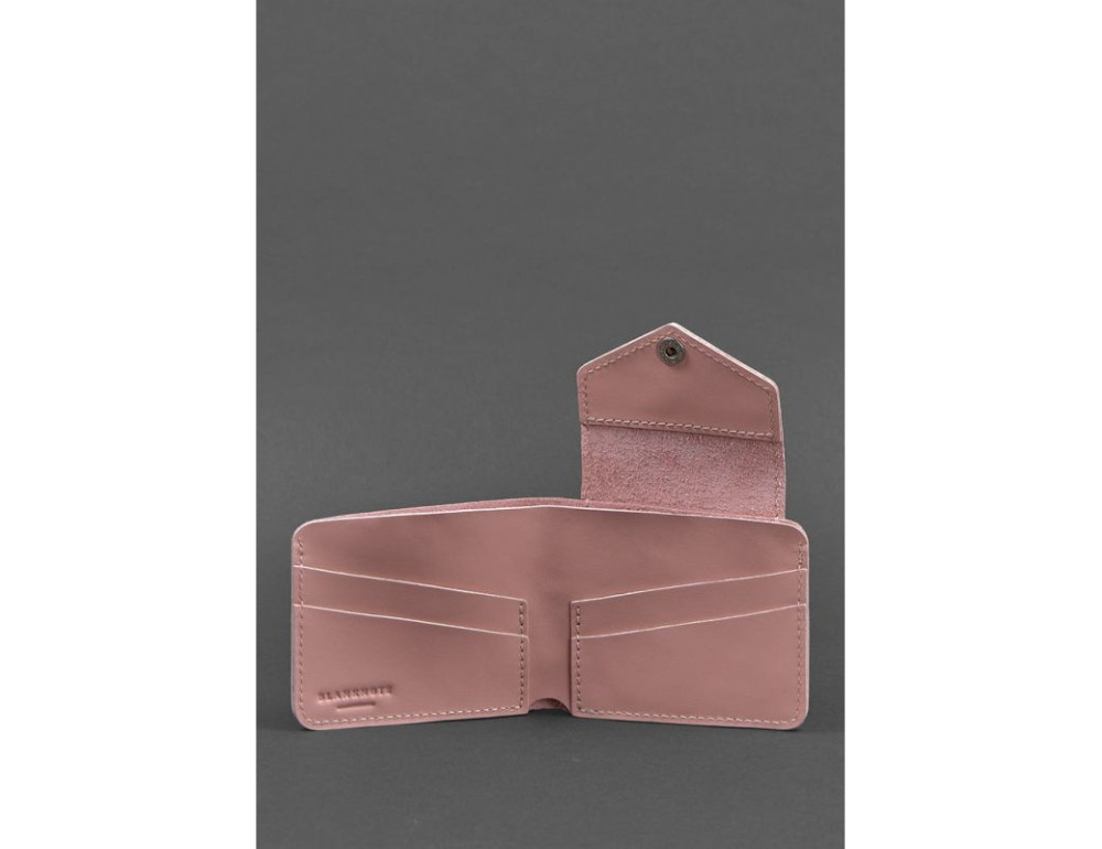Шкіряне портмоне 4.2 на кнопці рожеве BN-PM-4-2-pink-peach - Фотографія № 3