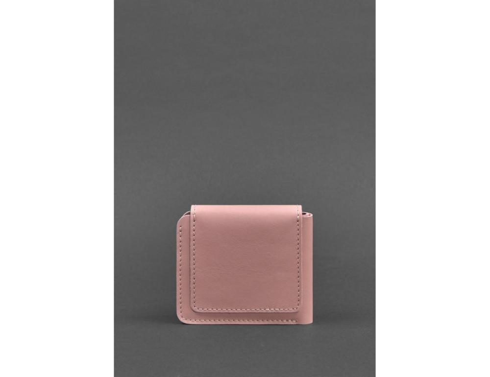 Шкіряне портмоне 4.2 на кнопці рожеве BN-PM-4-2-pink-peach - Фотографія № 4