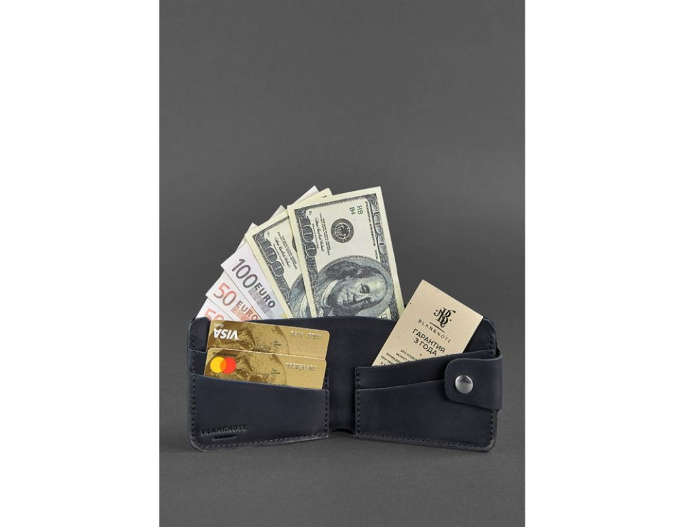 Шкіряне портмоне 4.3 чорне Crazy Horse Blancnote BN-PM-4-3-g-kr - Фотографія № 2