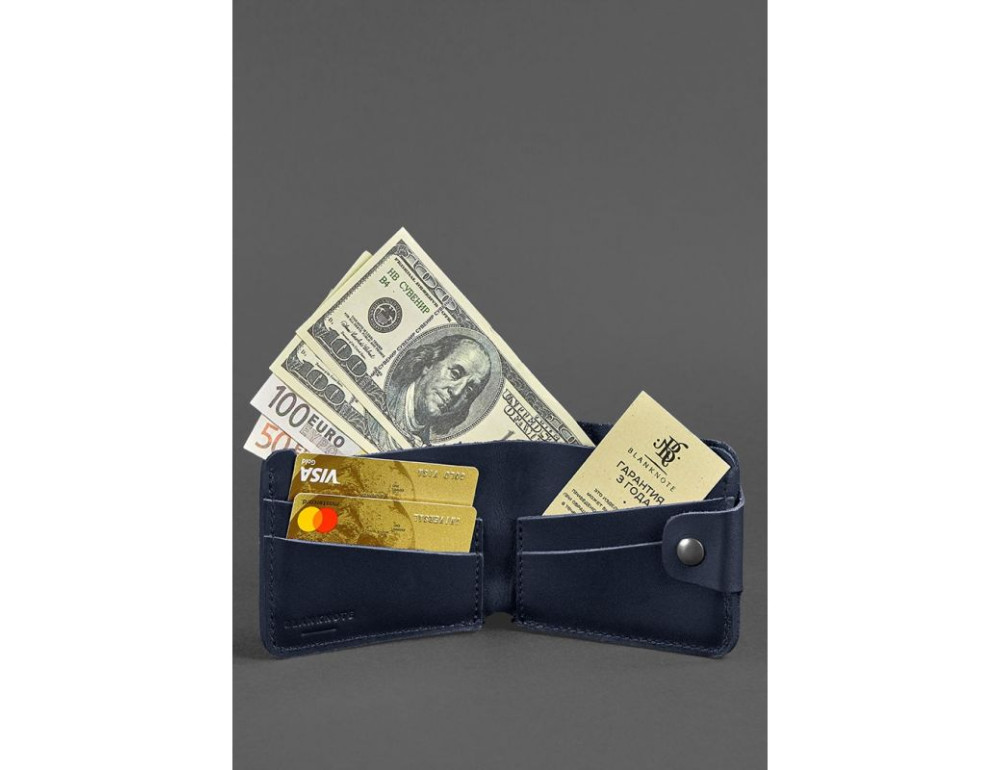 Шкіряне портмоне 4.3 темно-синє Blancnote BN-PM-4-3-navy-blue - Фотографія № 2