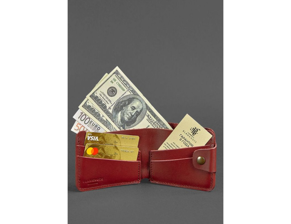 Шкіряне портмоне 4.3 бордове Blancnote BN-PM-4-3-vin - Фотографія № 2