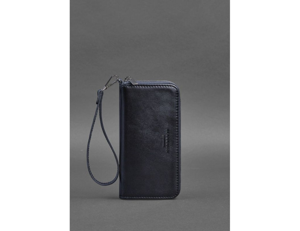 Шкіряне портмоне на блискавці 6.1 Темно-синє Blancnote BN-PM-6-1-navy-blue - Фотографія № 3