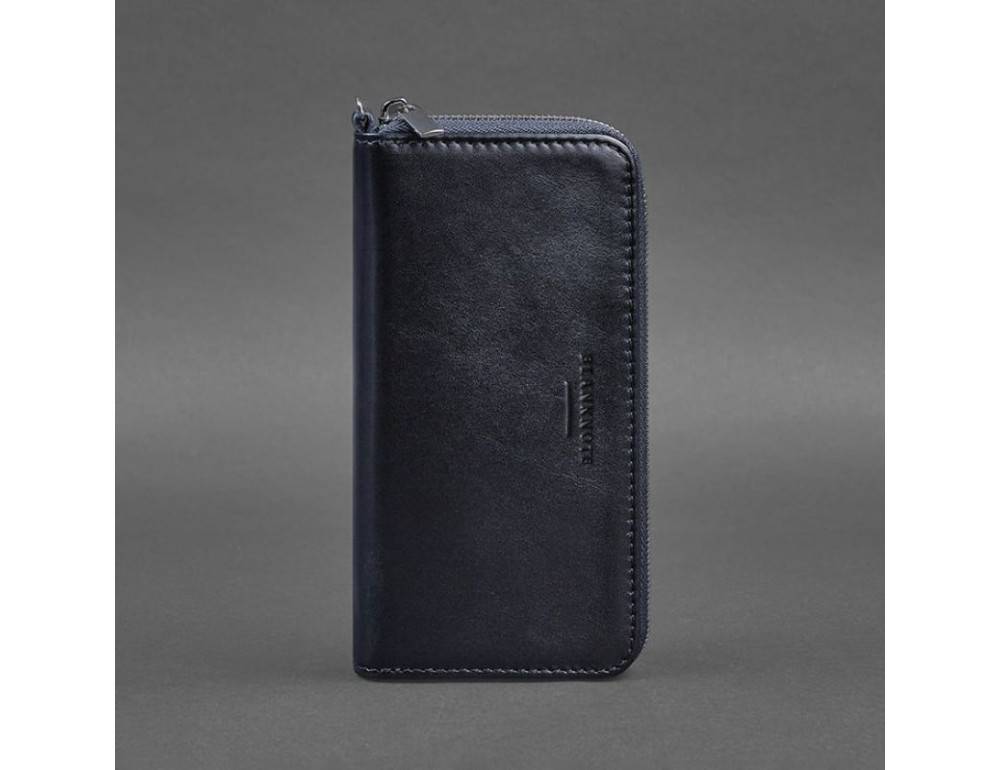 Шкіряне портмоне на блискавці 6.1 Темно-синє Blancnote BN-PM-6-1-navy-blue - Фотографія № 5