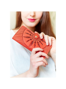 Красный кожаный кошелек Blanknote BN-PM-7-coral-ls