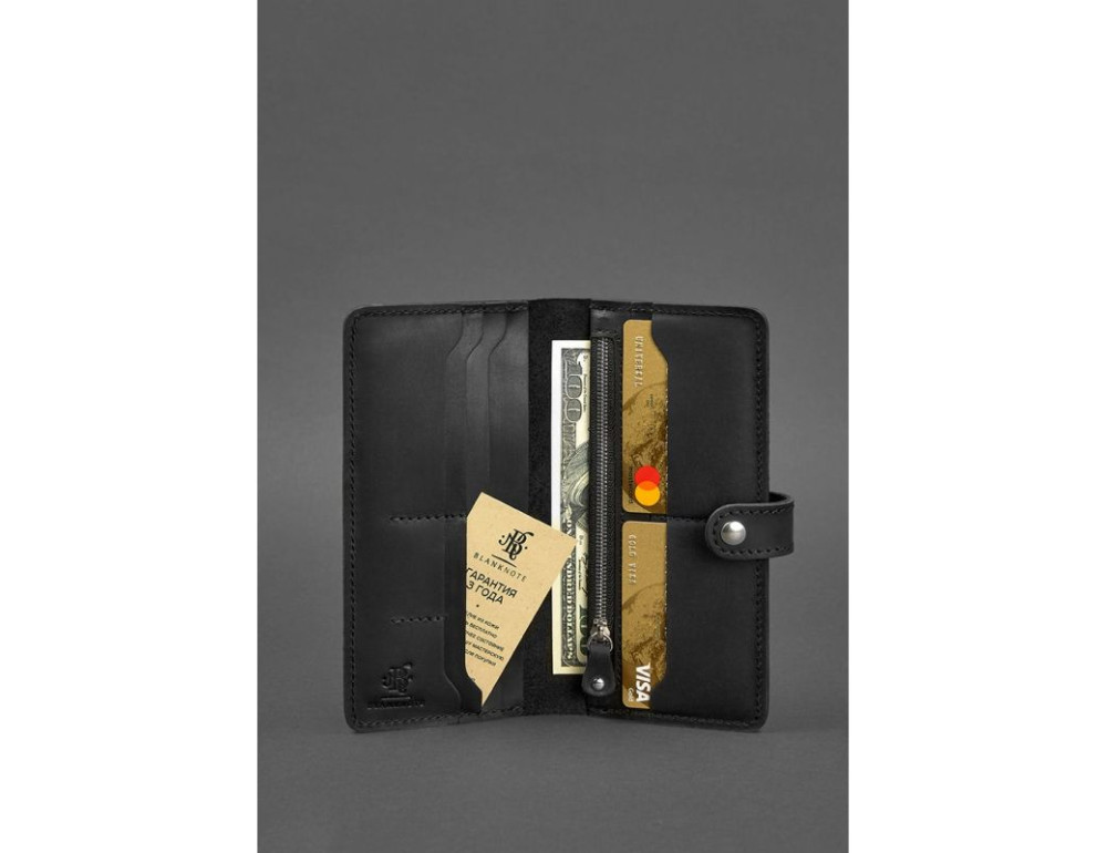 Шкіряне портмоне 7.0 Чорне Crazy Horse Blancnote BN-PM-7-g-kr - Фотографія № 3