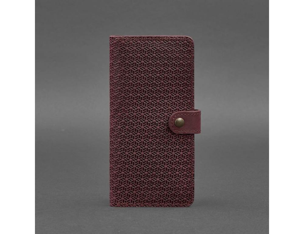 Шкіряне бордове портмоне 7.0 Карбон Blancnote BN-PM-7-vin-karbon - Фотографія № 5