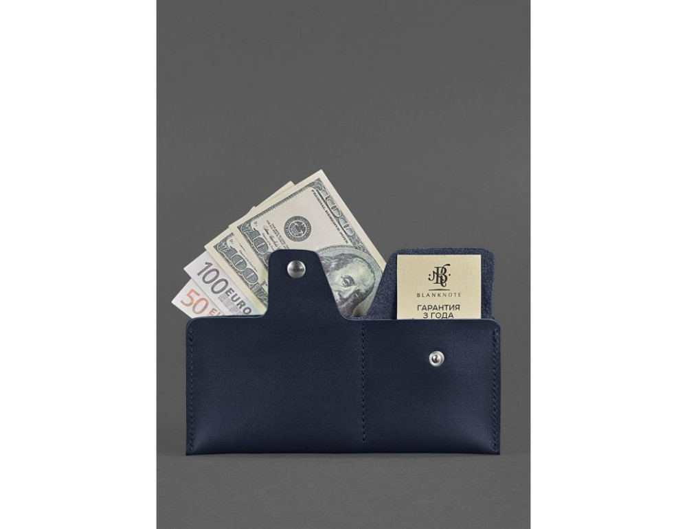 Шкіряне портмоне-купюрник 8.0 темно-синє Blancnote BN-PM-8-navy-blue - Фотографія № 2