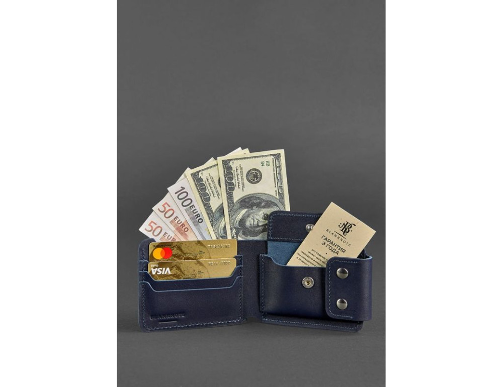 Чоловічий шкіряний портмоне Zeus 9.0 темно-синій Blancnote BN-PM-9-navy-blue - Фотографія № 2