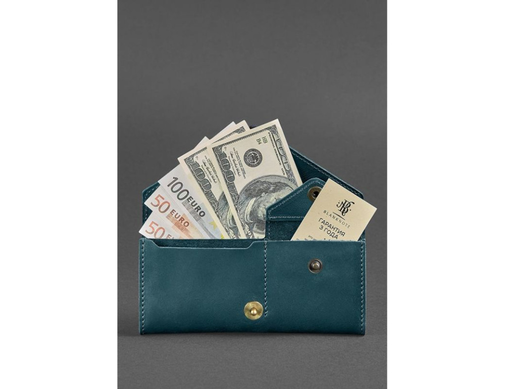 Шкіряний жіночий гаманець Керрі 1.0 зелений Blancnote BN-W-1-malachite - Фотографія № 2