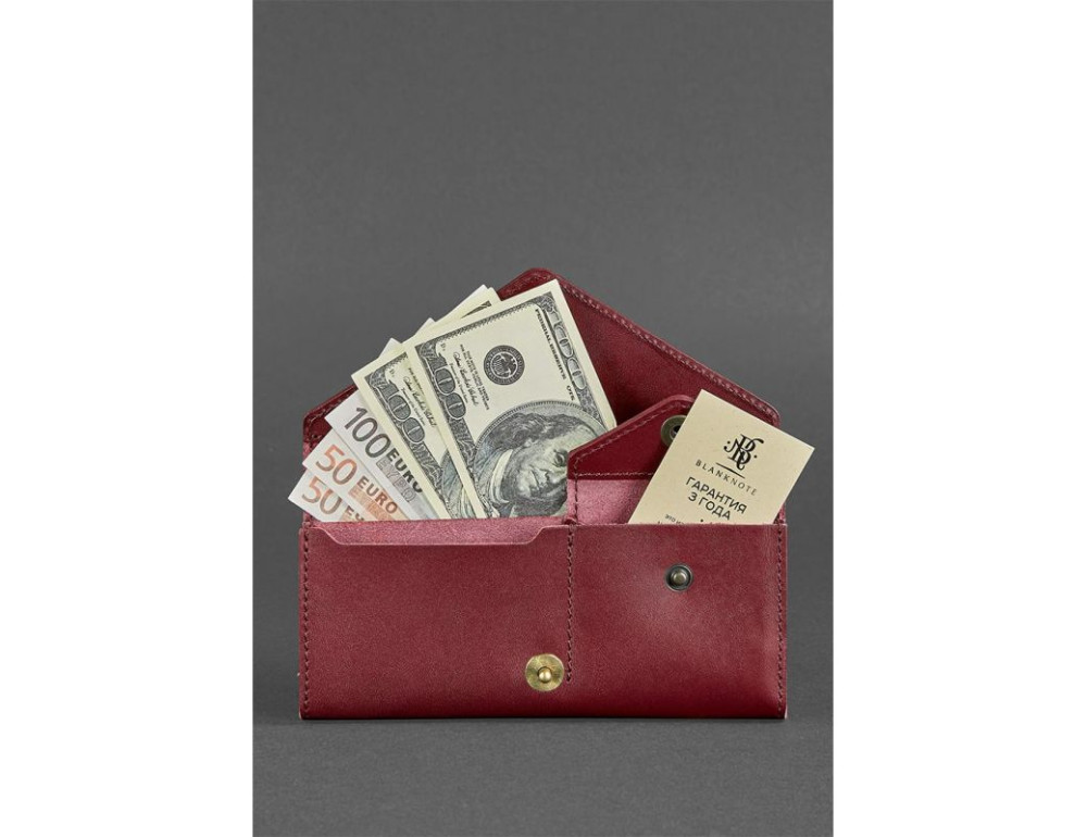 Шкіряний жіночий гаманець Керрі 1.0 бордовий Krast Blancnote BN-W-1-vin - Фотографія № 2