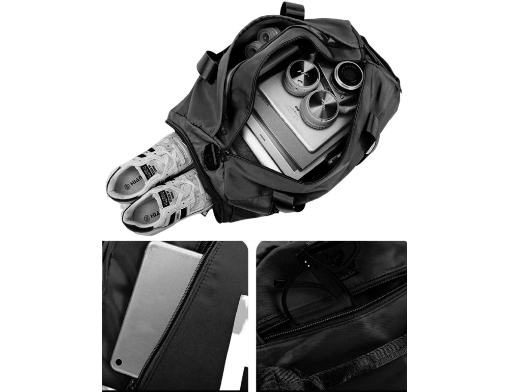 Дорожня сумка чорна текстильна Confident TB1-T-9018A - Фотографія № 6