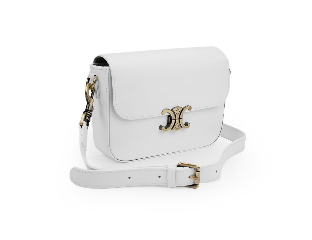 Кожаная сумочка кроссбоди белая Firenze Italy F-IT-1018W-S - Фото № 2