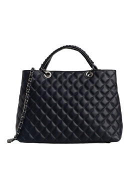 Черная стеганная сумка тоут из натуральной кожи Firenze Italy F-IT-1037A