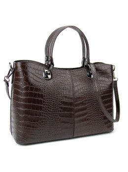 Кожаная женская сумка средних размеров шоколадного цвета Firenze Italy F-IT-5454DB-CR