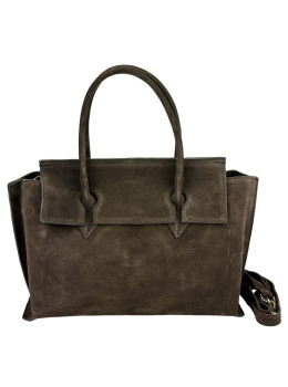 Замшевая женская сумка средних размеров цвет шоколад Firenze Italy F-IT-76125DB