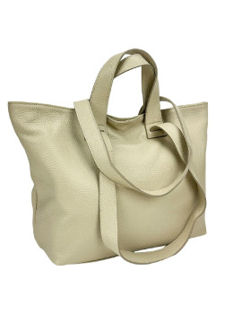 Женский кожаный шоппер молочный цвет Firenze Italy F-IT-7615WB