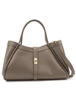 Женская большая кожаная сумка цвета тауп Firenze Italy F-IT-7641T