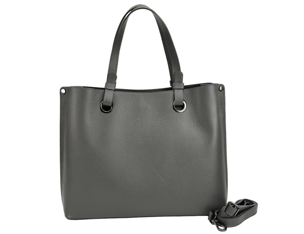 Класична жіноча шкіряна темно-сіра сумка Firenze Italy F-IT-7645DG - Фотографія № 3