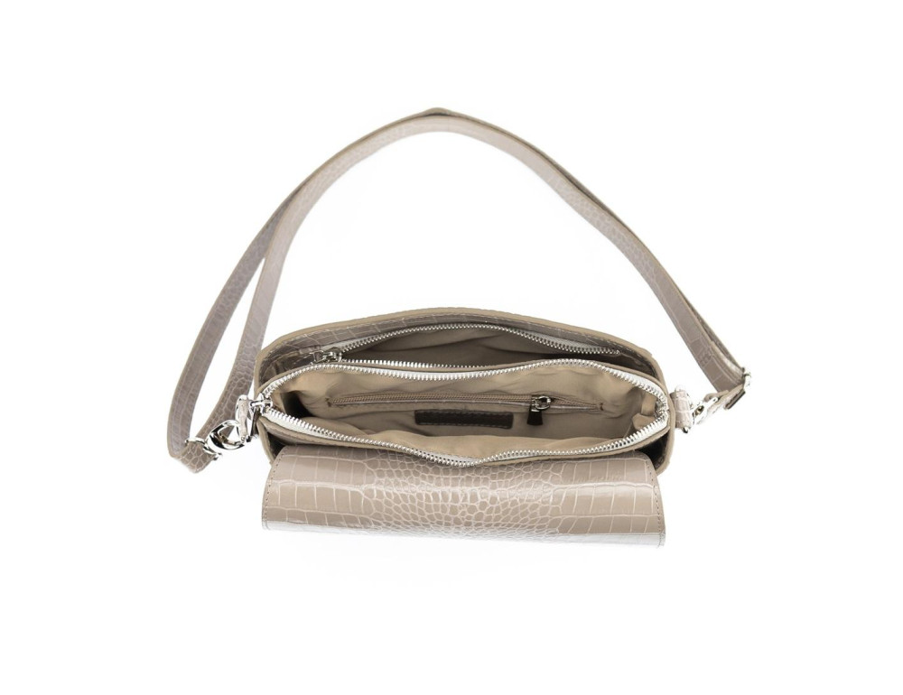 Сумка жіноча шкіряна крос-боді Firenze Italy F-IT-9804BCR Beige (Reptile Embossed) - Фотографія № 2