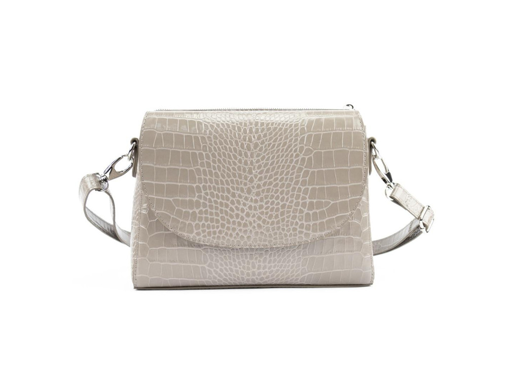 Сумка жіноча шкіряна крос-боді Firenze Italy F-IT-9804BCR Beige (Reptile Embossed) - Фотографія № 3