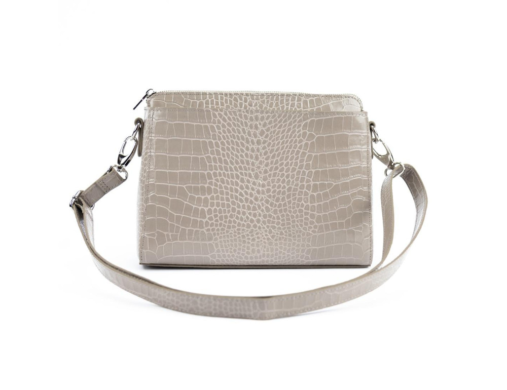 Сумка жіноча шкіряна крос-боді Firenze Italy F-IT-9804BCR Beige (Reptile Embossed) - Фотографія № 6