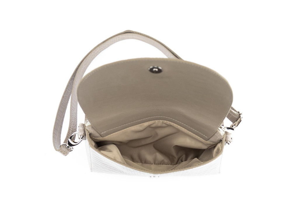 Сумка жіноча шкіряна крос-боді Firenze Italy F-IT-9804BCR Beige (Reptile Embossed) - Фотографія № 7