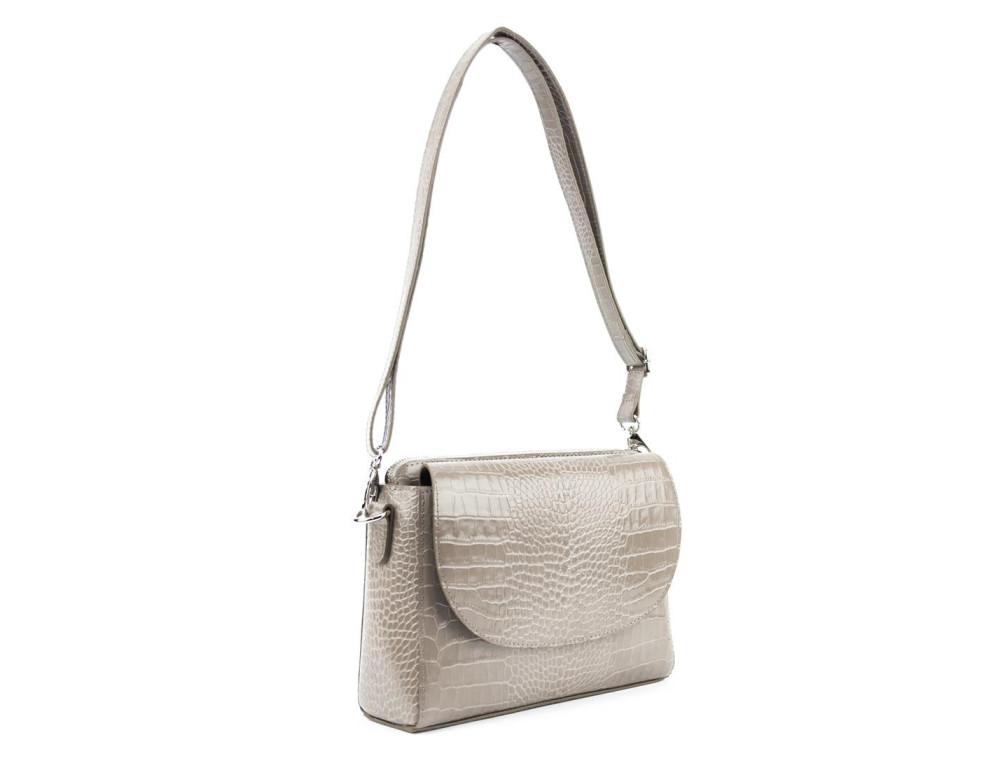 Сумка жіноча шкіряна крос-боді Firenze Italy F-IT-9804BCR Beige (Reptile Embossed) - Фотографія № 8