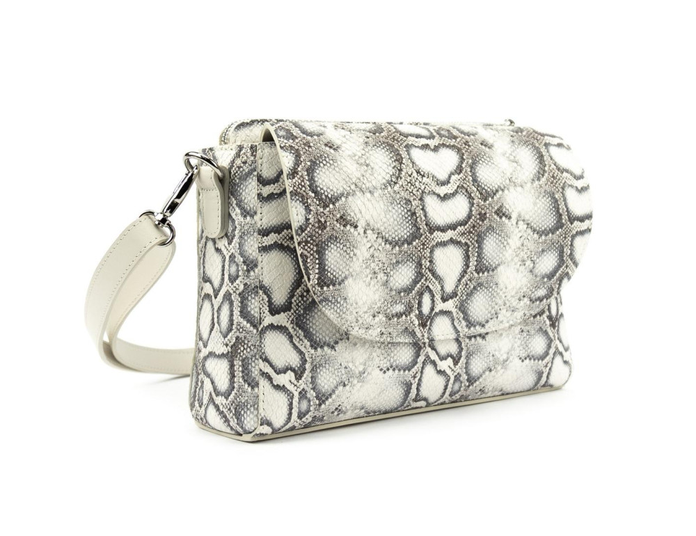 Сумка жіноча шкіряна крос-боді Firenze Italy F-IT-9804P-S Beige (Python Embossed) - Фотографія № 3
