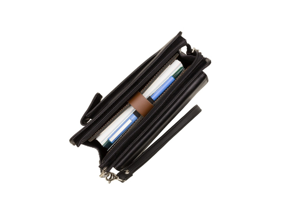 Чорна шкіряна барсетка Visconti 02617 BLK - Фотографія № 5