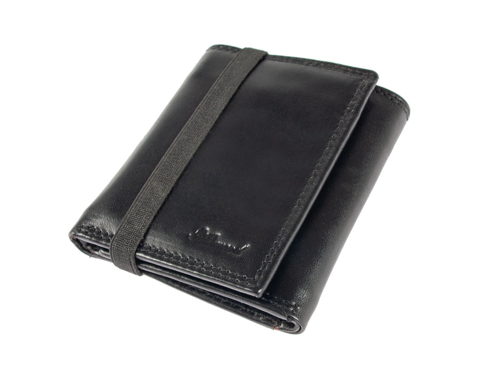 Чоловічий шкіряний гаманець на гумці Ashwood 1265 VT Black - Фотографія № 6