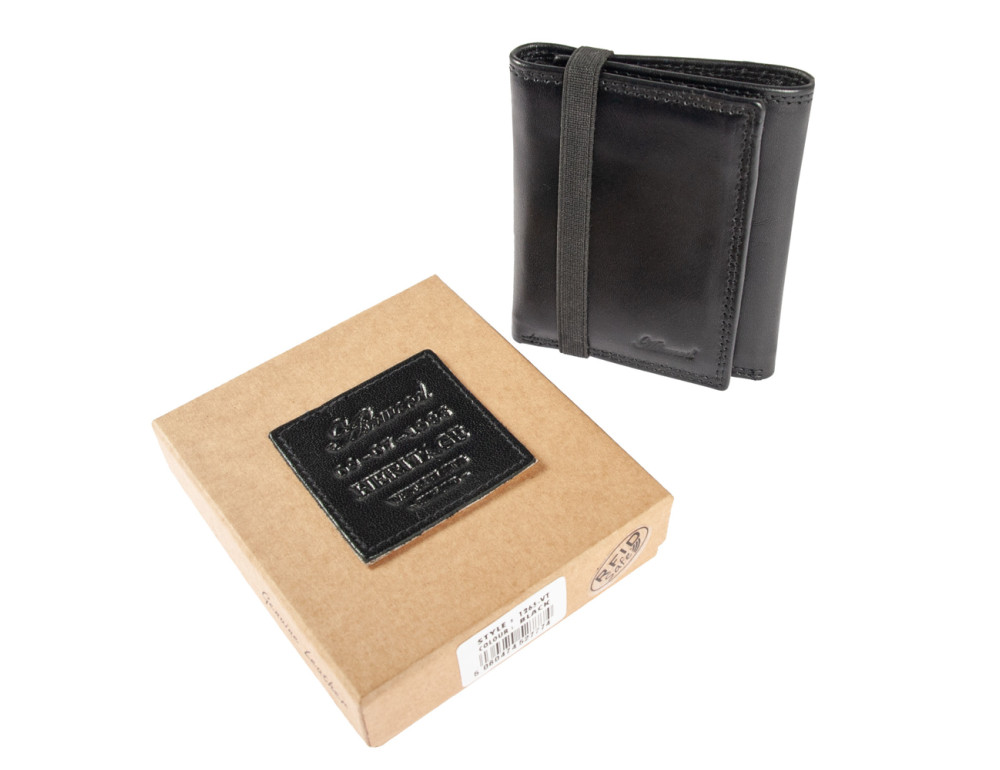 Чоловічий шкіряний гаманець на гумці Ashwood 1265 VT Black - Фотографія № 7
