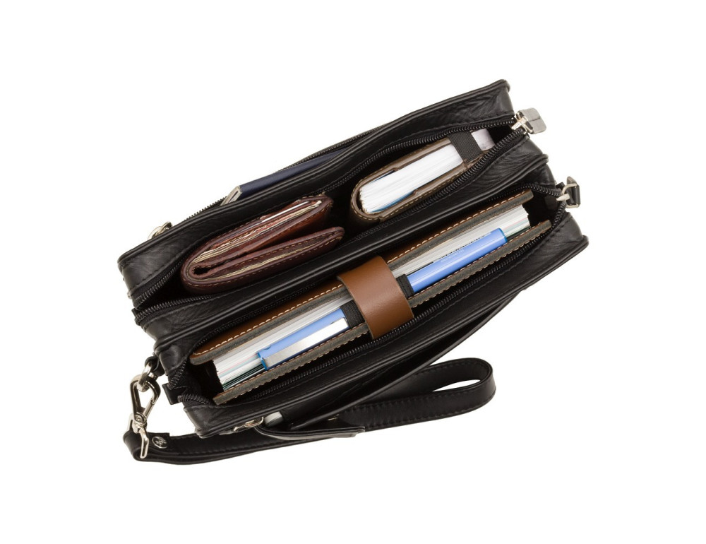 Барсетка чоловіча з двома відділеннями Visconti 18233 BLK Wrist Bag - Фотографія № 6