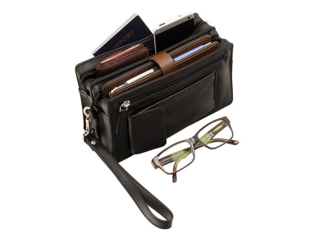 Барсетка чоловіча з двома відділеннями Visconti 18233 BLK Wrist Bag - Фотографія № 7
