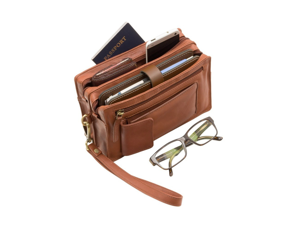 Барсетка чоловіча з двома відділеннями Visconti 18233 BRN Wrist Bag - Фотографія № 7