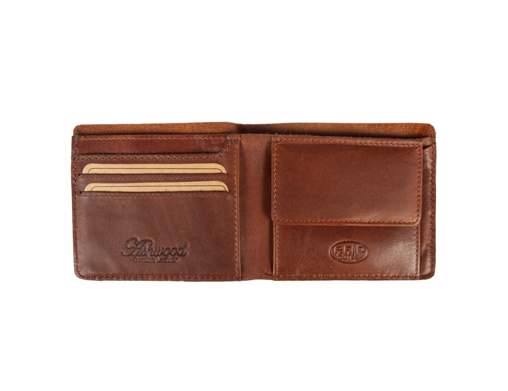 Тонкий шкіряний портмоне чоловічий Ashwood 1882 Chestnut - Фотографія № 3