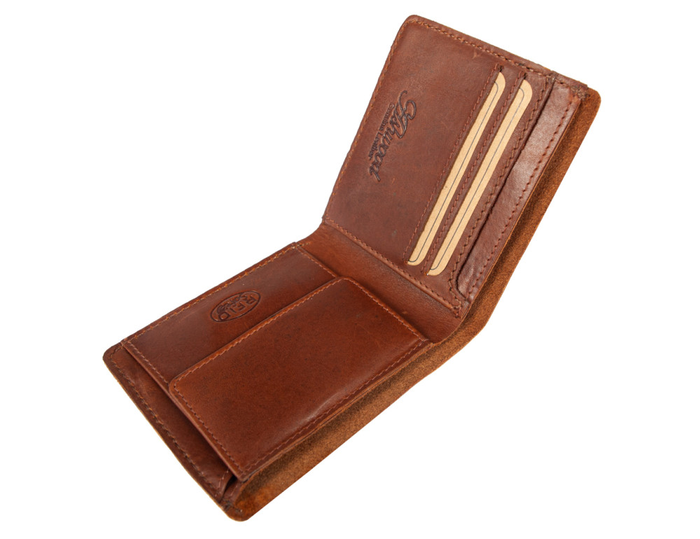 Тонкий шкіряний портмоне чоловічий Ashwood 1882 Chestnut - Фотографія № 4