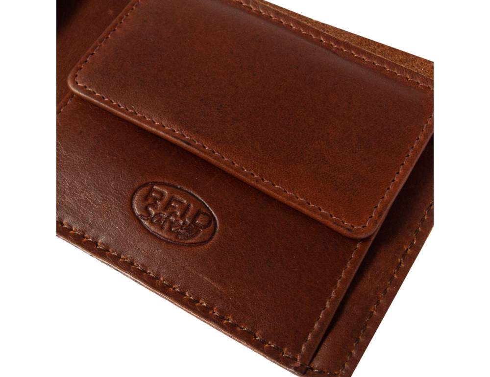 Тонкий шкіряний портмоне чоловічий Ashwood 1882 Chestnut - Фотографія № 6