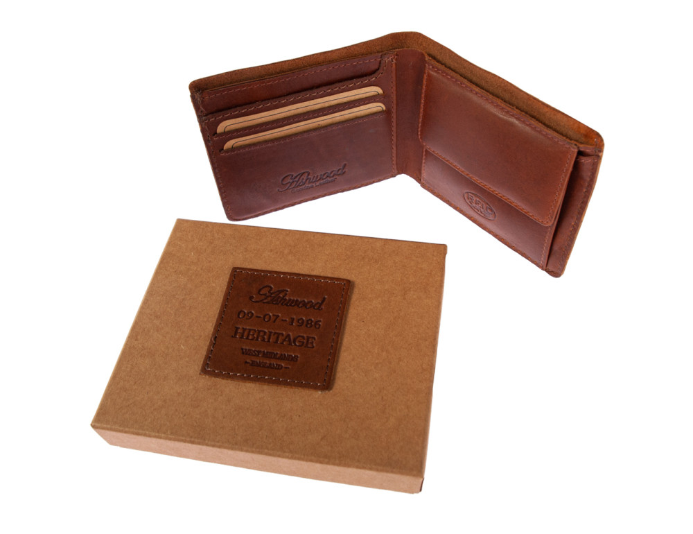 Тонкий шкіряний портмоне чоловічий Ashwood 1882 Chestnut - Фотографія № 8