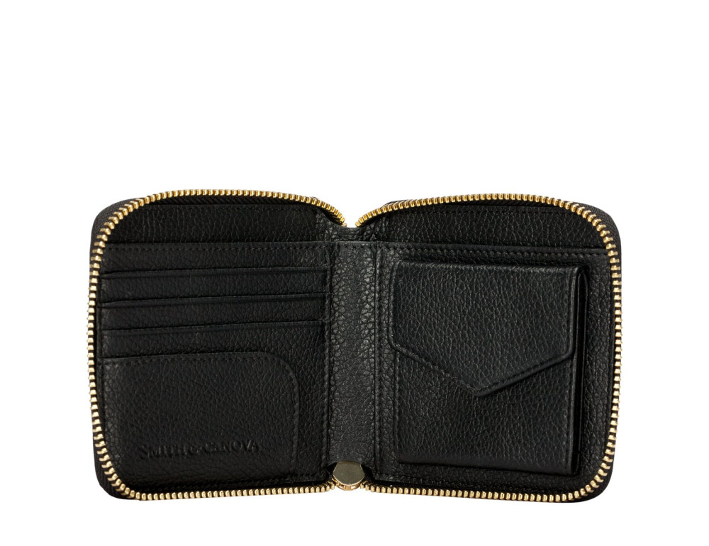 Маленький чорний жіночий гаманець Smith & Canova 26803 BLK-TAN Althorp - Фотографія № 4