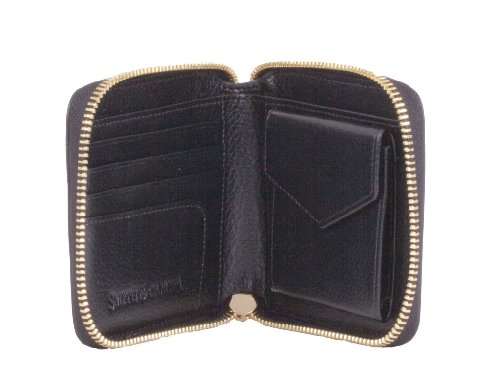 Маленький чорний жіночий гаманець Smith & Canova 26803 BLK-TAN Althorp - Фотографія № 6