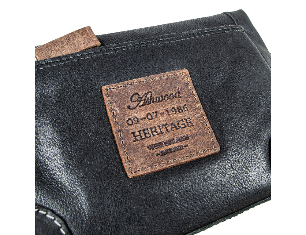 Чорний шкіряний несесер для чоловіків Ashwood 4557 Black - Фотографія № 6