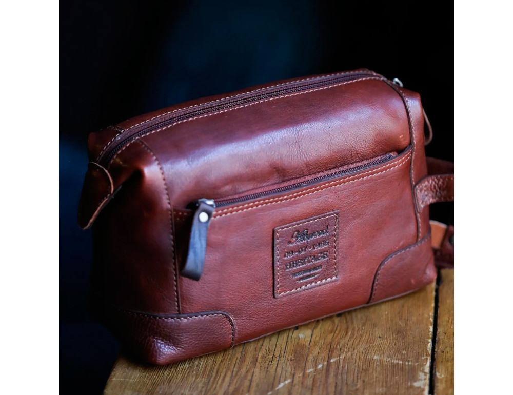 Рудий шкіряний несесер для чоловіків Ashwood 4557 TAN - Фотографія № 8