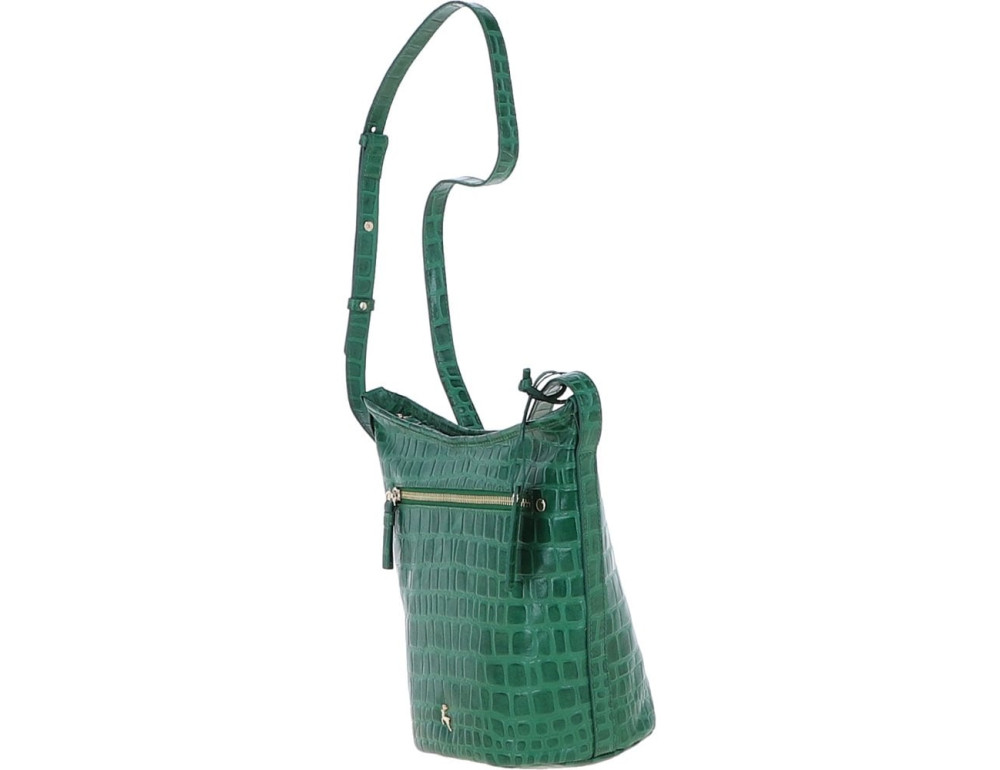 Зелёная кожаная сумочка Ashwood 63790 GREEN/CROC - Фото № 3
