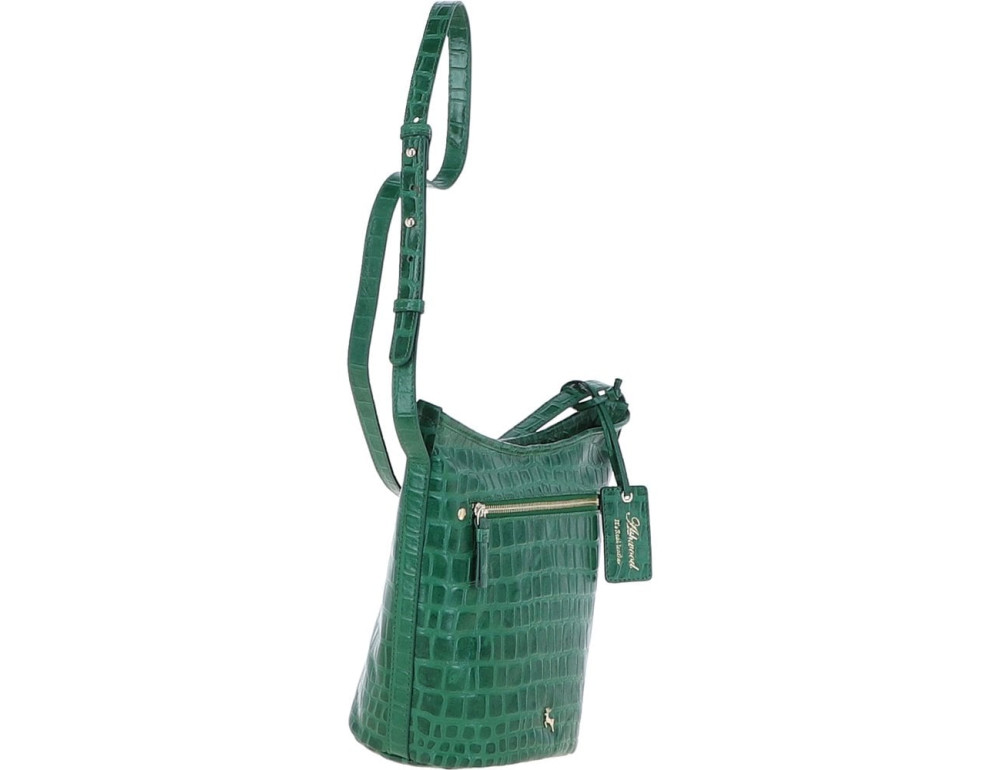 Зелёная кожаная сумочка Ashwood 63790 GREEN/CROC - Фото № 4